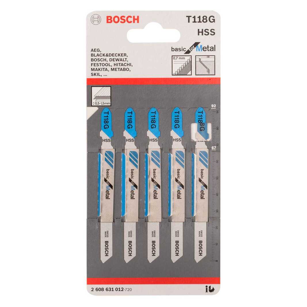 Набор полотен для лобзика Bosch T118G 2608631012, 5 шт. в упаковке