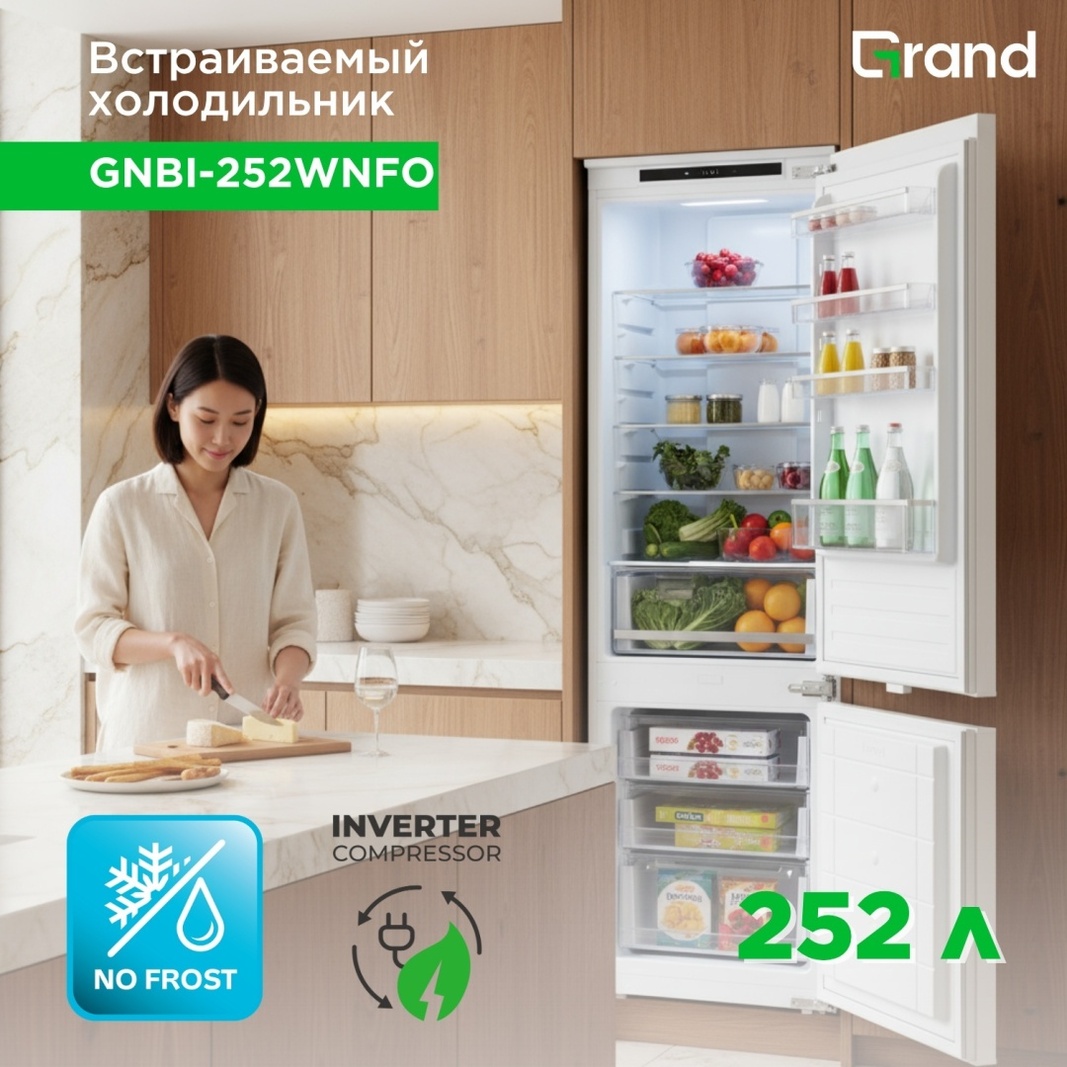 Холодильник GRAND GNBI-252WNFO белый