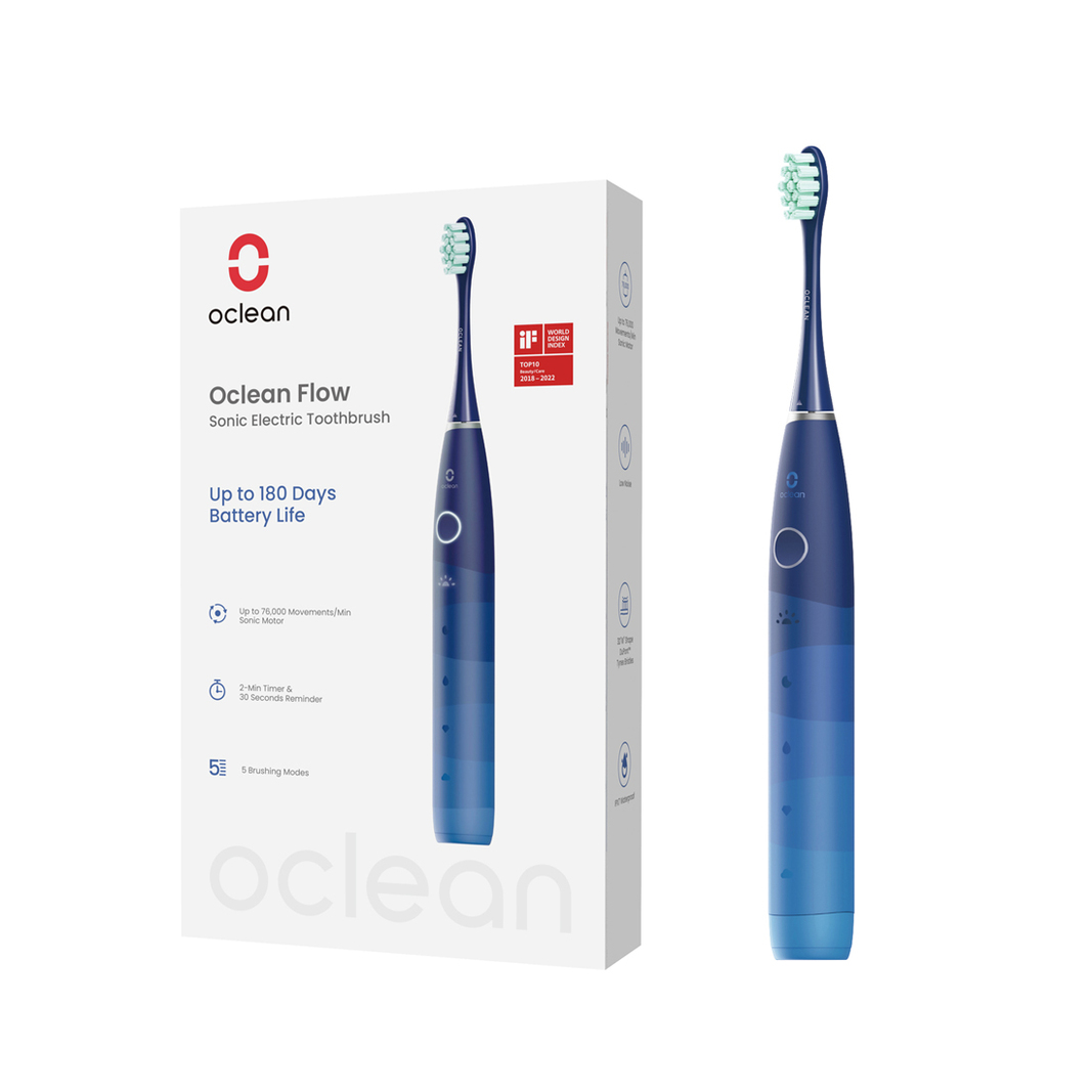 Электрическая зубная щетка Oclean Flow C01000308, сине-голубая