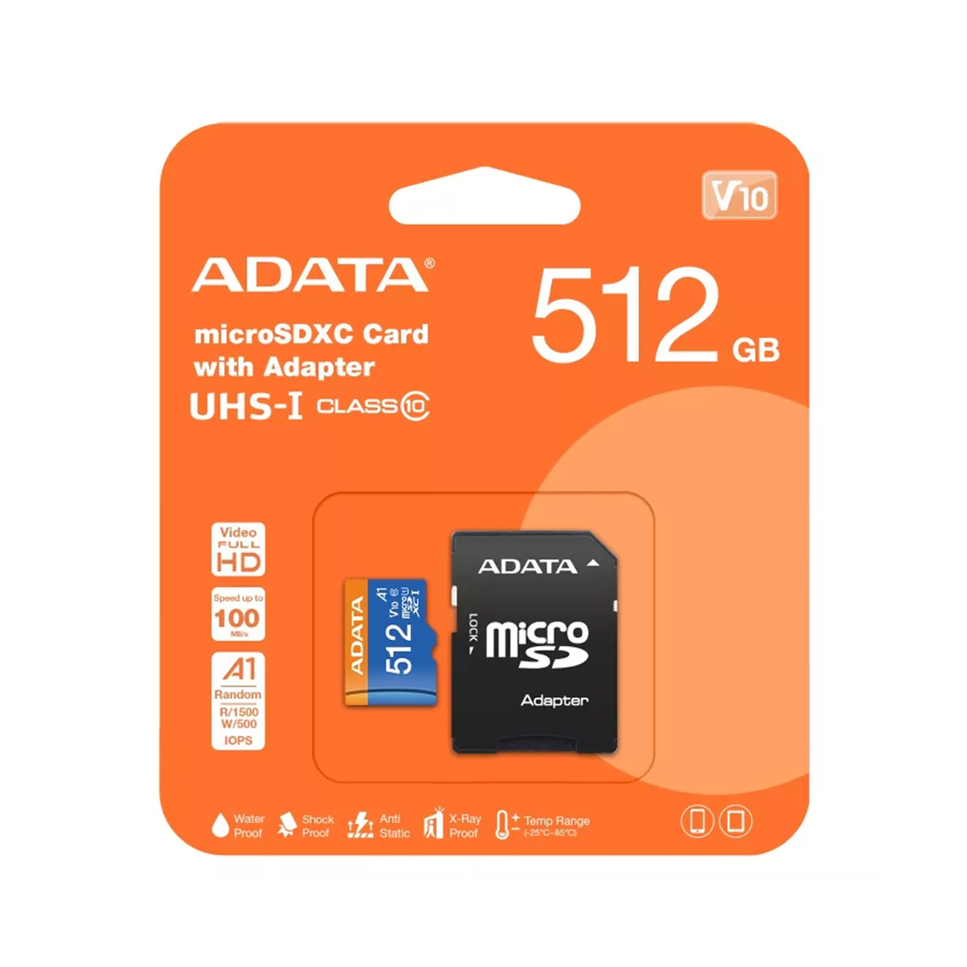 Карта памяти Adata AUSDX512GUICL10A1-RA1 A1 512GB