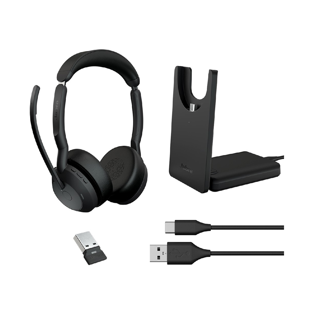 Беспроводная гарнитура Jabra Evolve2 55 Link380a MS Stereo Stand, черная