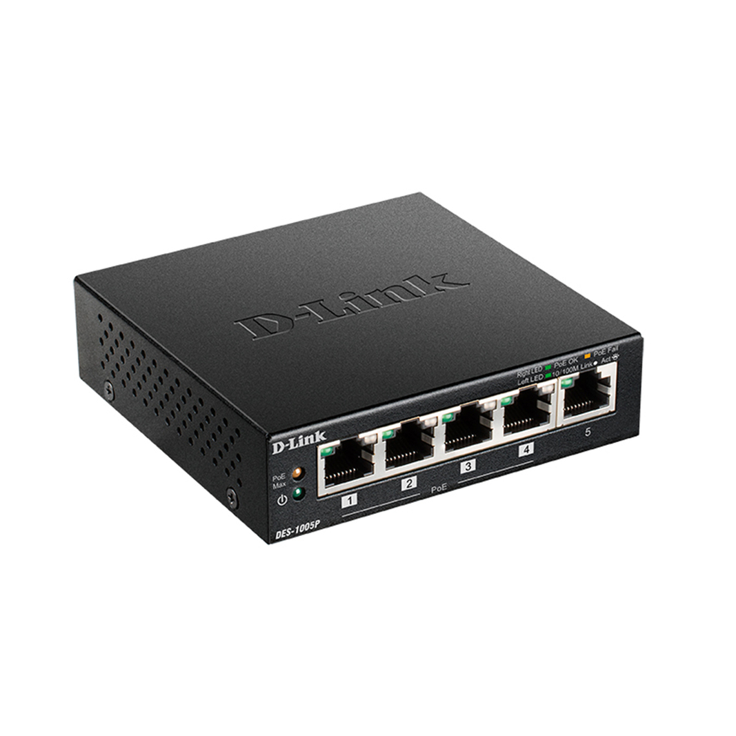 Коммутатор D-Link DES-1005P/B1A, черный