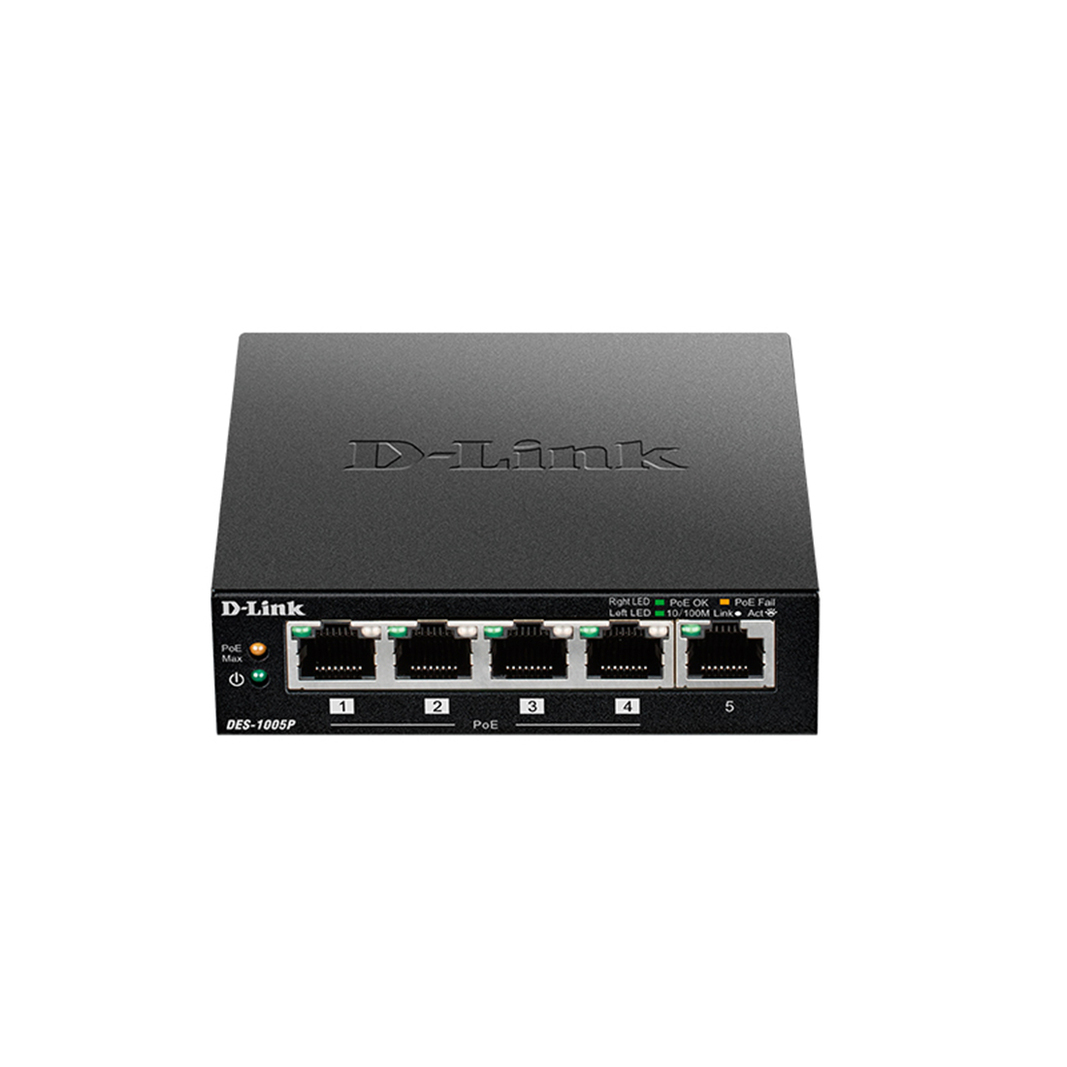Коммутатор D-Link DES-1005P/B1A, черный