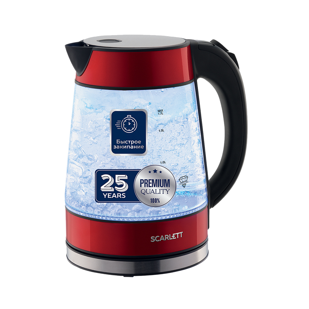 Электрический чайник Scarlett SC-EK27G79, 1.7 л, красно-черный