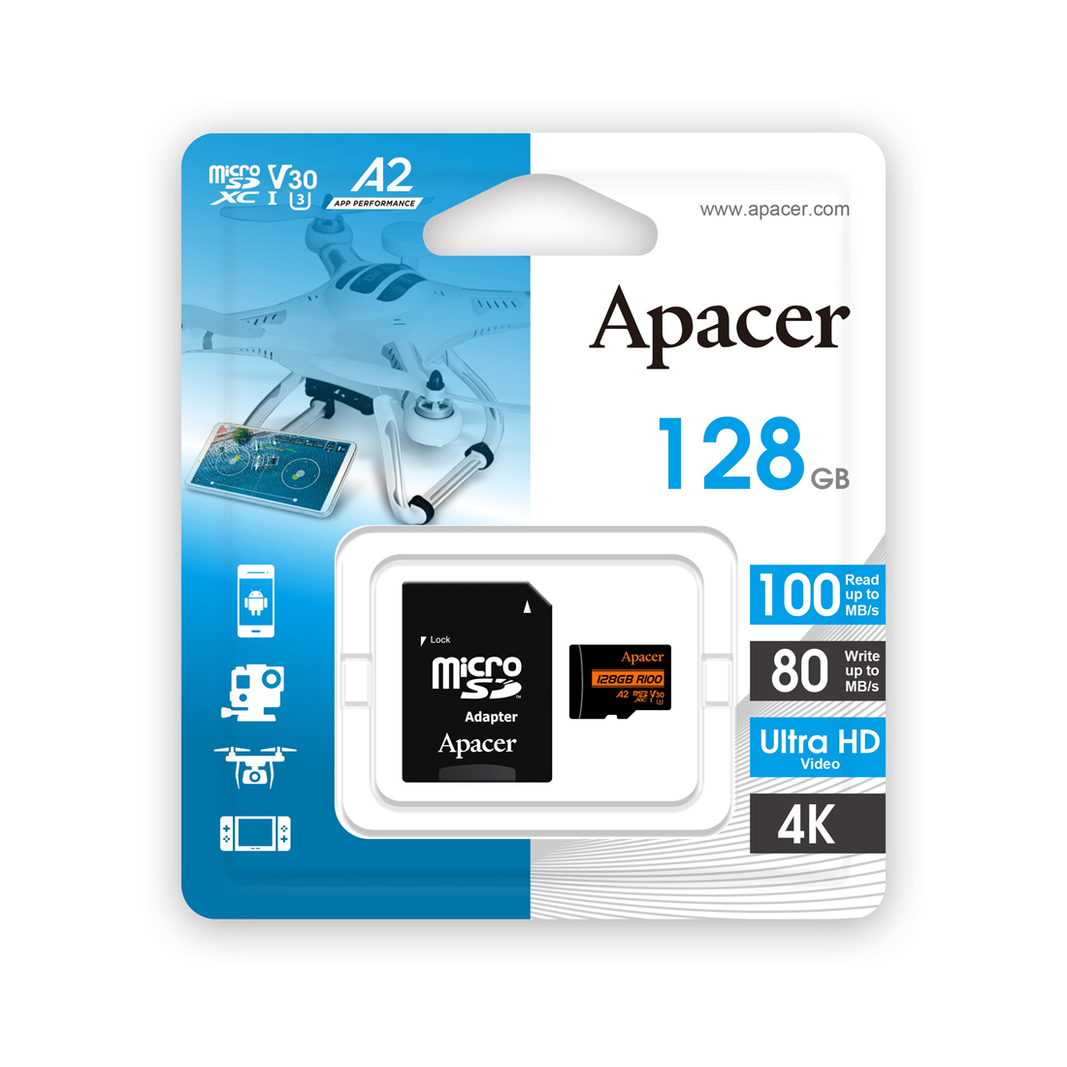 Карта памяти Apacer AP128GMCSX10U8-R 128GB + адаптер SD