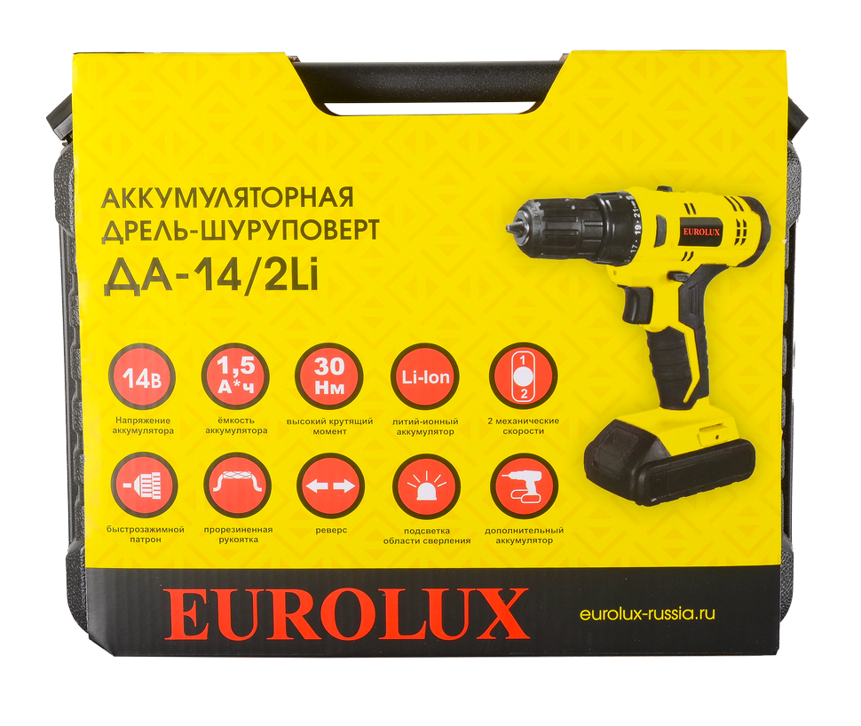 Дрель-шуруповерт аккумуляторная Eurolux ДА-14/2Li