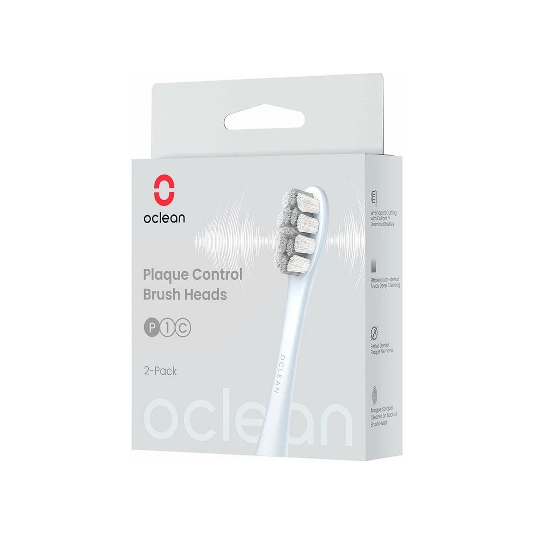 Насадка для электрической зубной щетки Oclean Plaque Control-Brush Head P1C9, серебристая, 2 шт