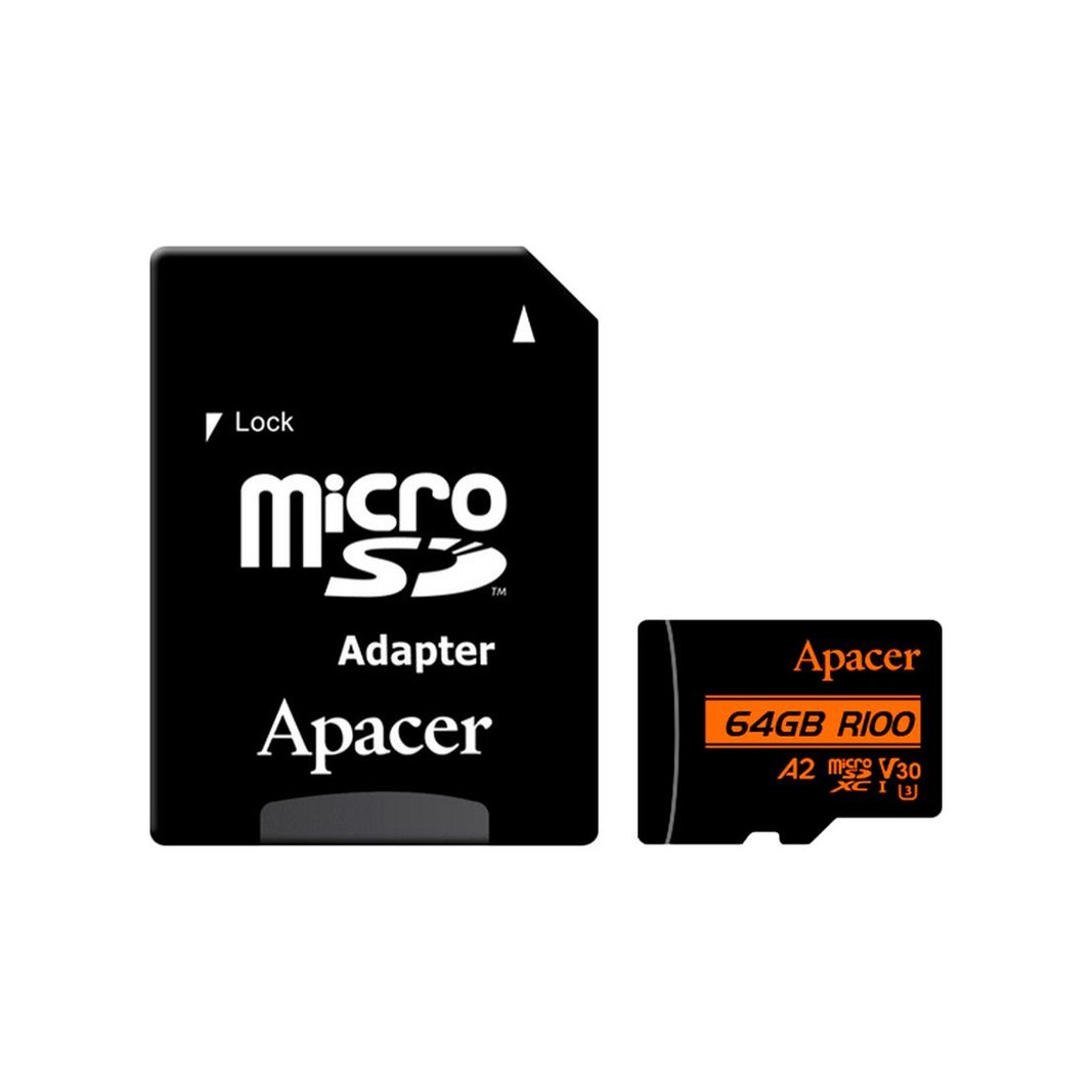 Карта памяти Apacer AP64GMCSX10U8-R 64GB + SD адаптер