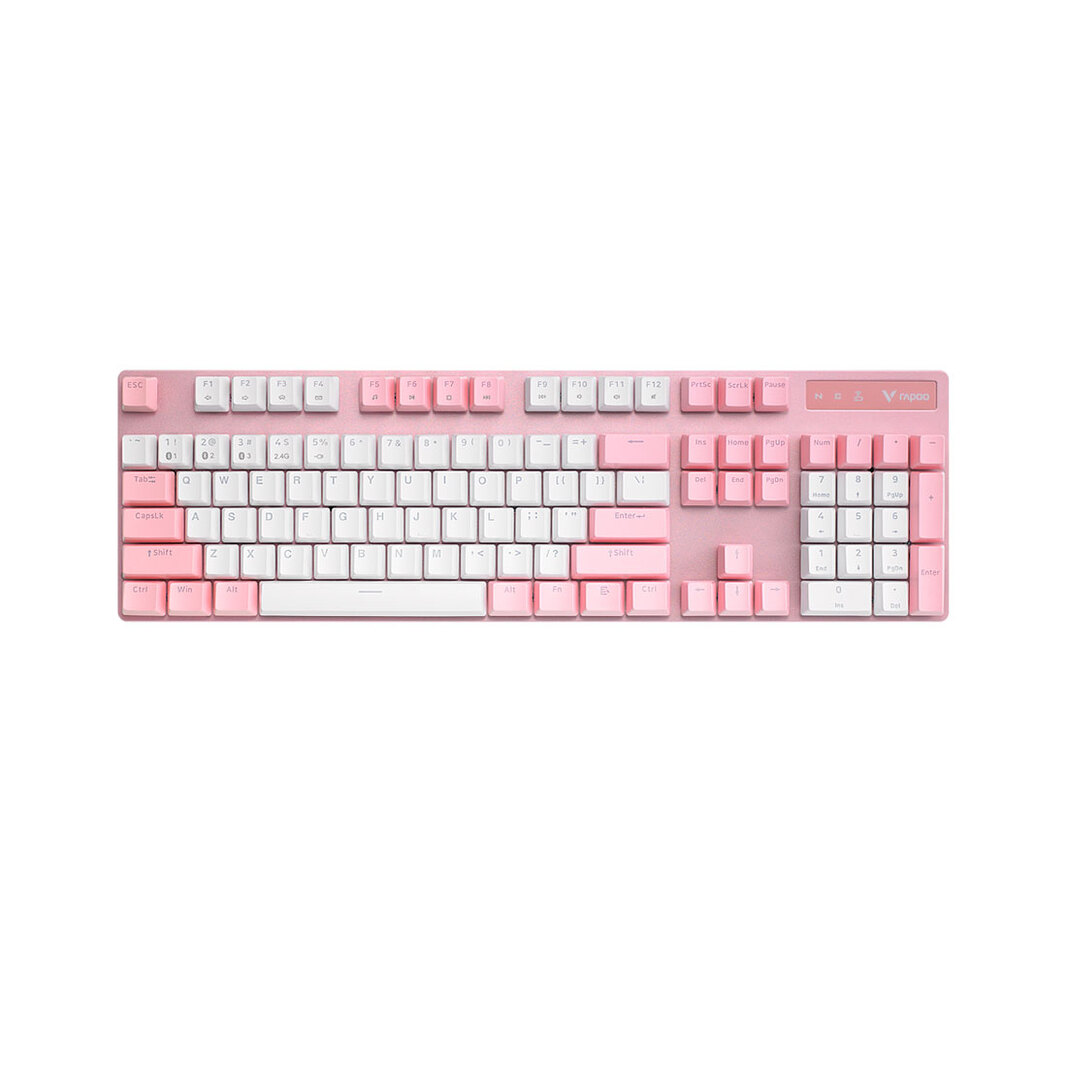 Клавиатура Rapoo V500PRO Wireless Pink, бело-розовая