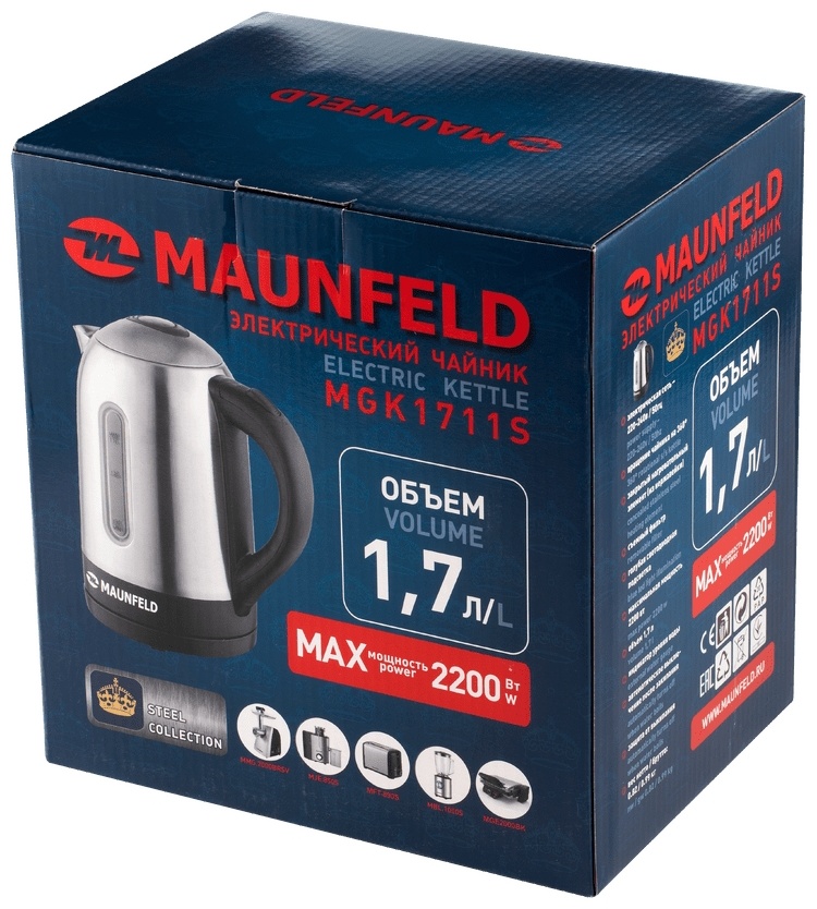 Электрочайник MAUNFELD MGK1711S серый