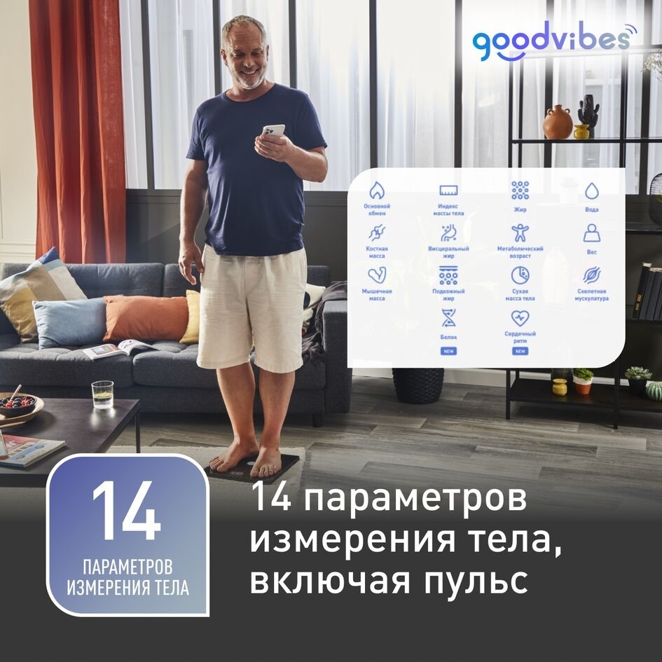 Tefal электронные, диагностические Goodvibes Health BM9660S1 до 180 кг