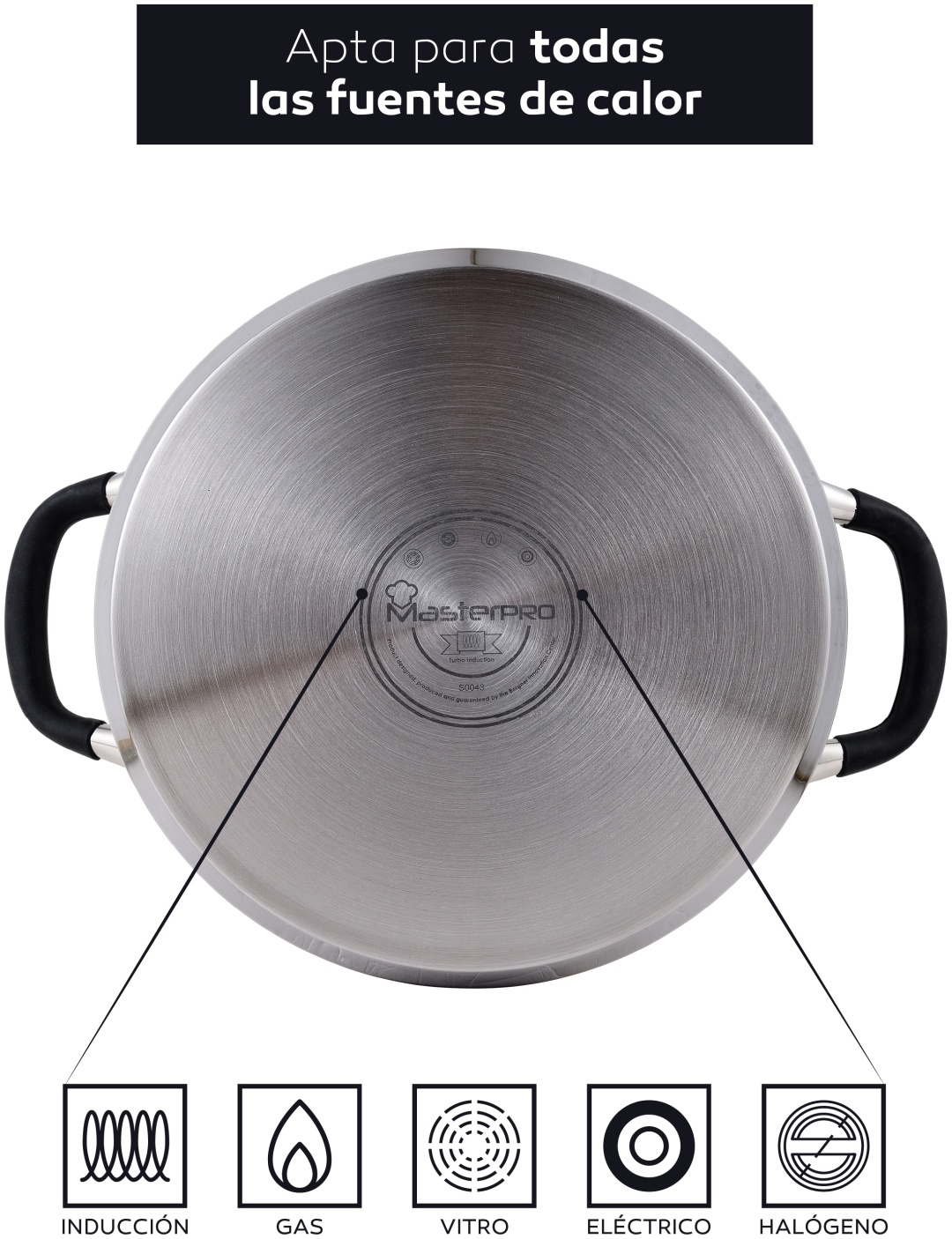 Bergner кастрюля Foodies BGMP-1506-BK сталь 9.5 л