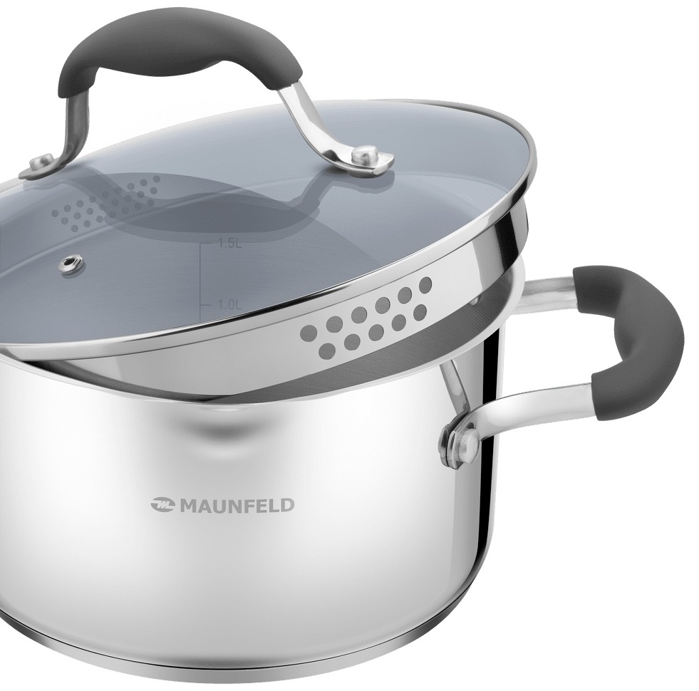 MAUNFELD кастрюля MCS22S08GR нержавеющая сталь 2.2 л