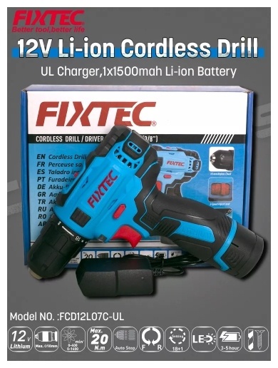 FIXTEC шуруповерт FCD12L07C