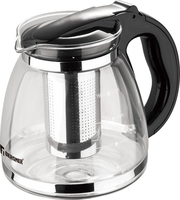 Чайник Bergner BG-38347-BK 1.5 л, стекло