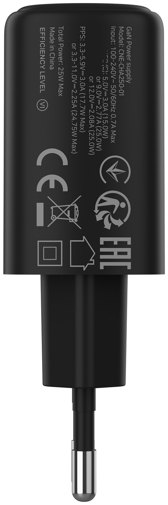 Зарядное устройство Сетевое зарядное устройство Canyon OnCharge 250, 25W 1xPD EU, Black