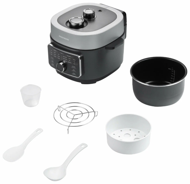 Мультиварка REDMOND MP112 серый, черный, серебристый, стальной