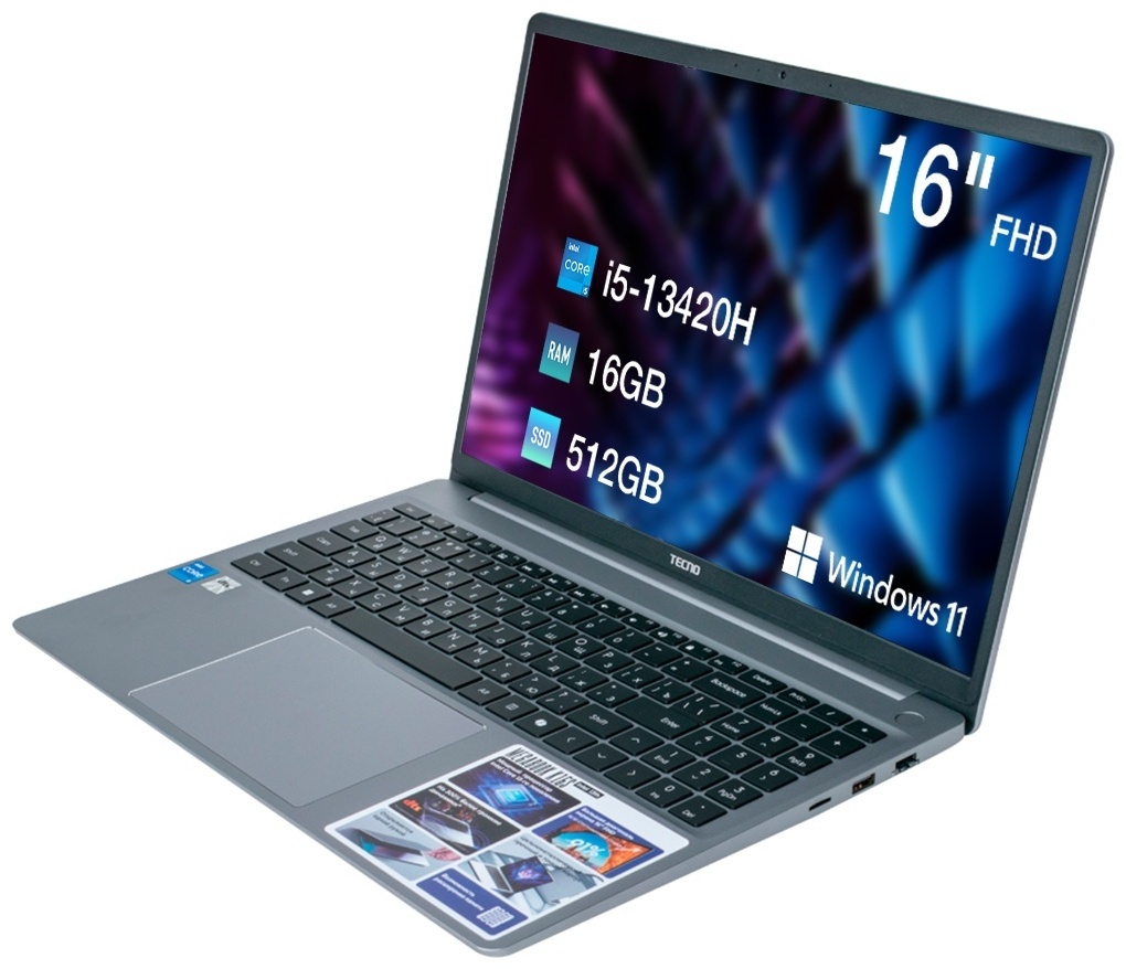 Ноутбук Tecno K16SAA 16" / 16 Гб / SSD 512 Гб / Win 11 / K16SAA
