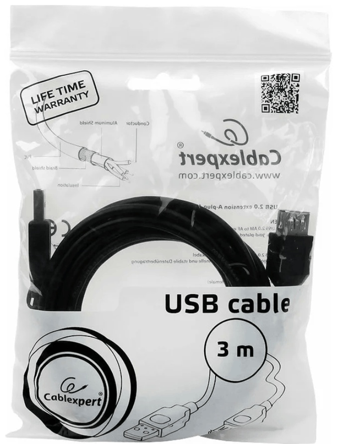 Кабель Cablexpert USB 2.0 A - USB Type-A 3 м CCP-USB2-AMAF-10