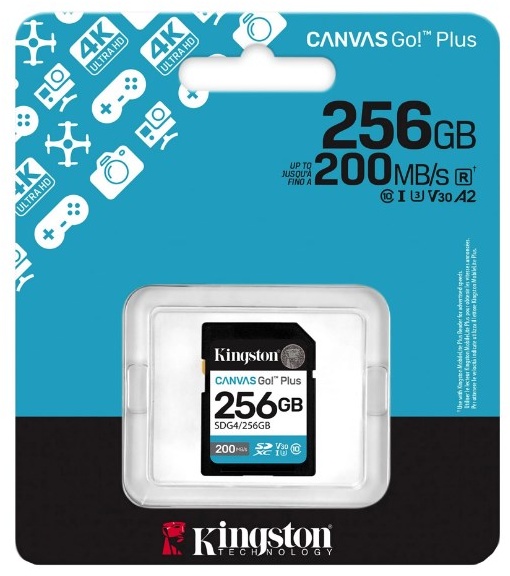 Карта памяти Kingston Secure Digital XC Canvas Go! Plus SDG4/256GB 256 Гб