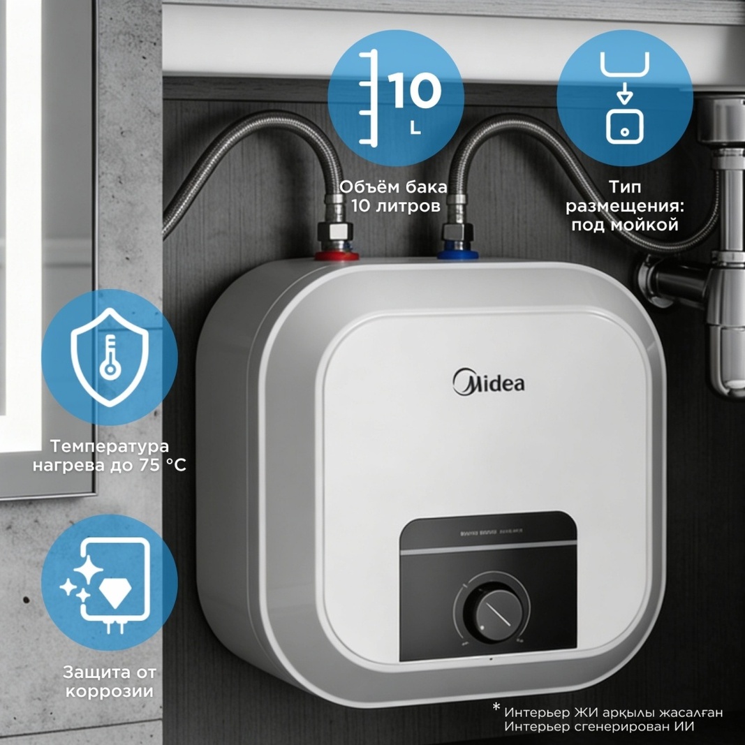 Водонагреватель накопительный Midea MWH10-20MVD1U(CIS)W (top-под) белый