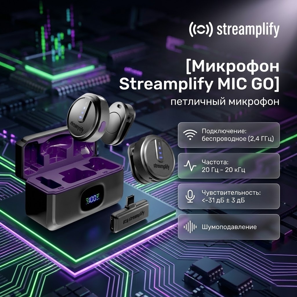 Микрофон Streamplify MIC GO черный
