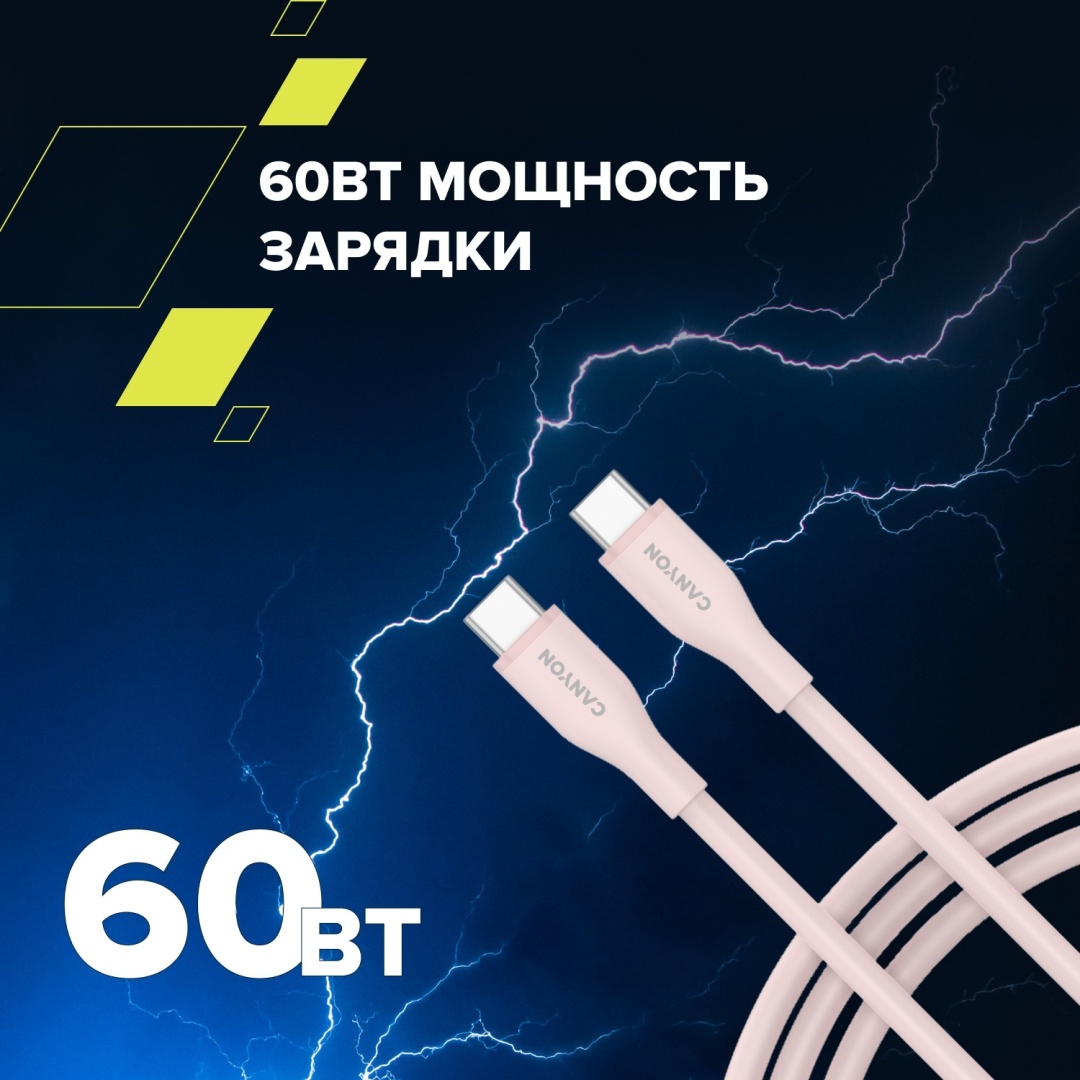 Кабель Canyon USB 4 Type-C (M), 1 м, CC60SC10 розовый