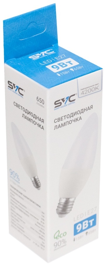 Лампочка SVC C35-9W-E27-4200K 9W E27 1 шт