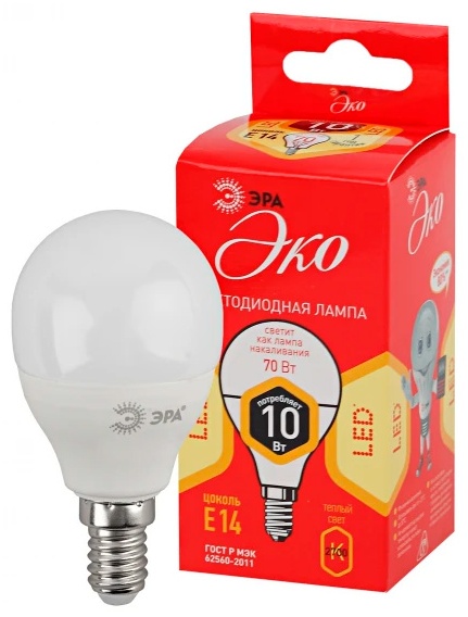 Лампочка ЭРА LED P45-10W-827-E14 10W E14 1 шт