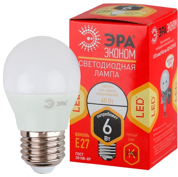 Лампочка ЭРА ECO LED Р45-6W-827-E27 240W E27 1 шт