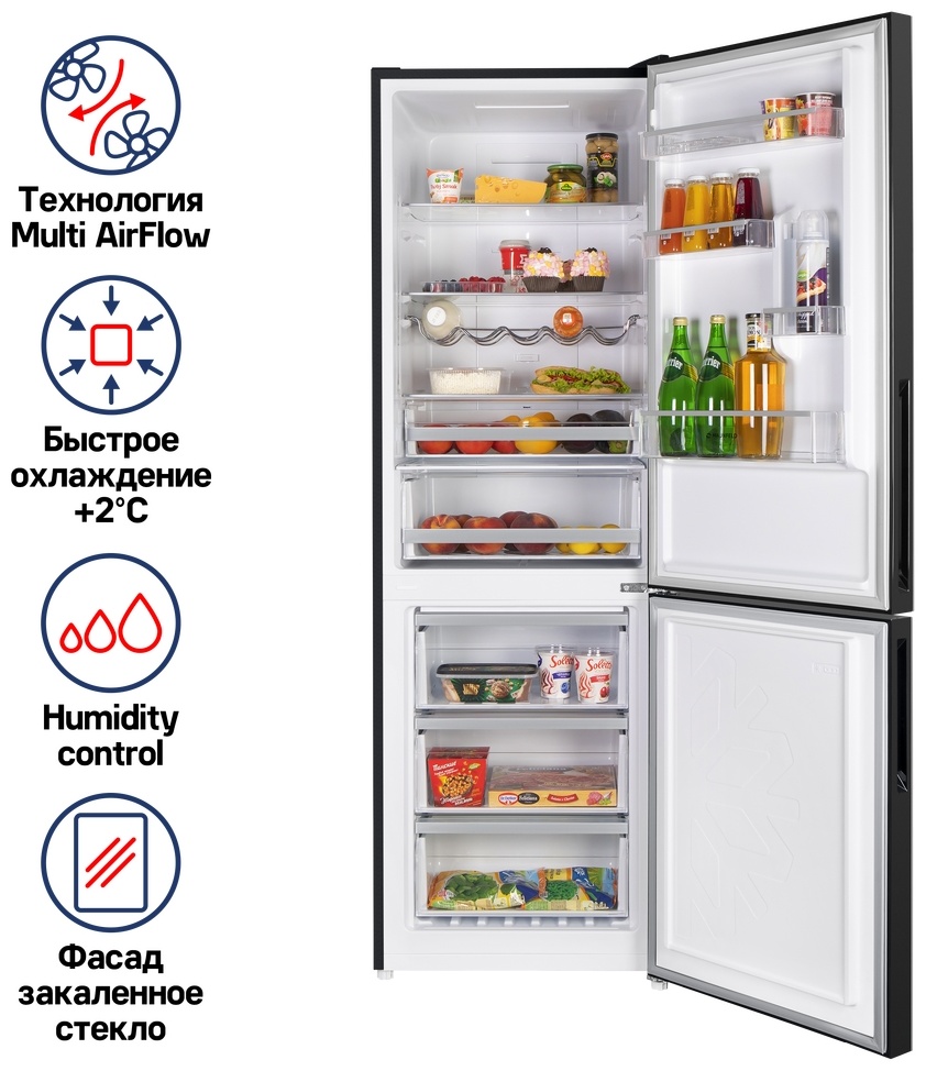 Холодильник MAUNFELD MFF185NFB черный