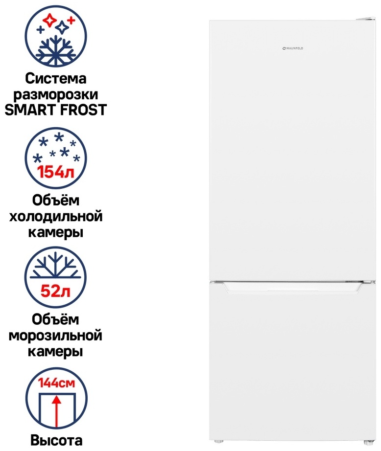 Холодильник MAUNFELD MFF144SFW белый