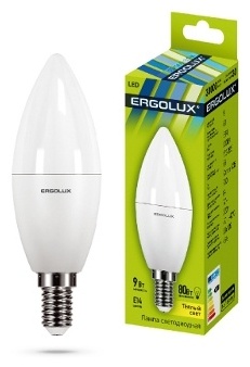 Лампочка Ergolux LED-C35-9W-E14-4K