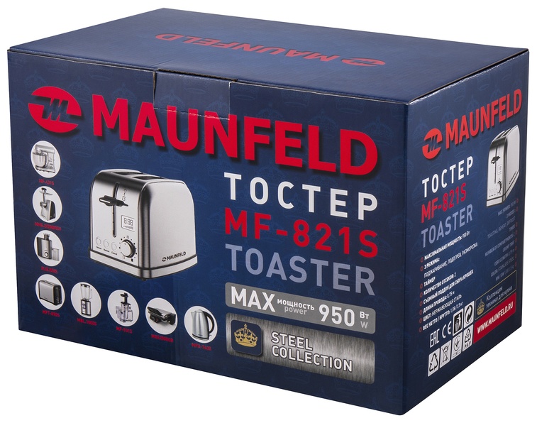 Тостер MAUNFELD MF-821S серый