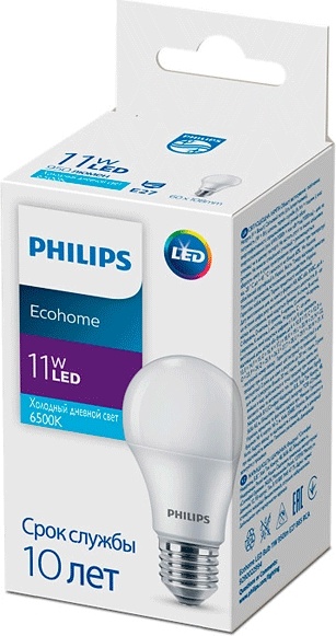 Лампочка Philips Ecohome LED Bulb 11W (E27 865 RCA) 11W E27 1 шт