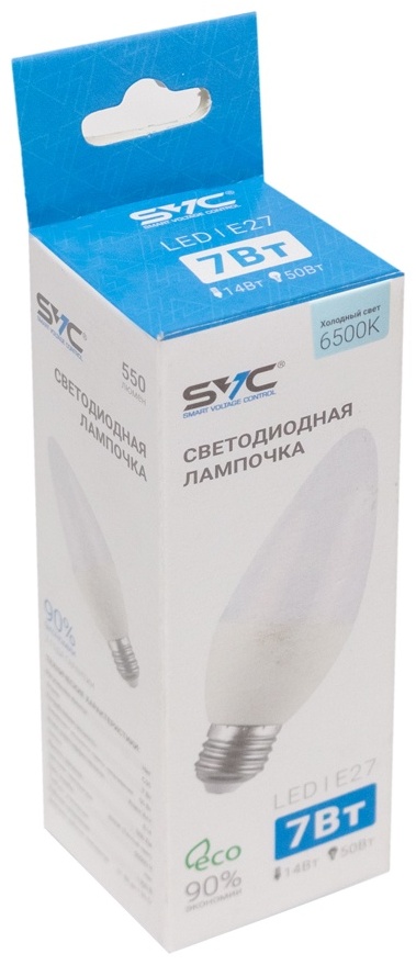 Лампочка SVC C35-7W-E27-6500K 1 шт