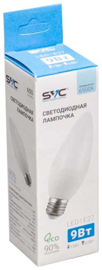 Лампочка SVC C35-9W-E27-6500K 1 шт