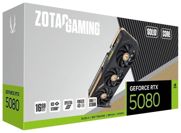 Видеокарта ZOTAC GAMING RTX 5080 Solid Core, ZT-B50800D2-10P 16 Гб