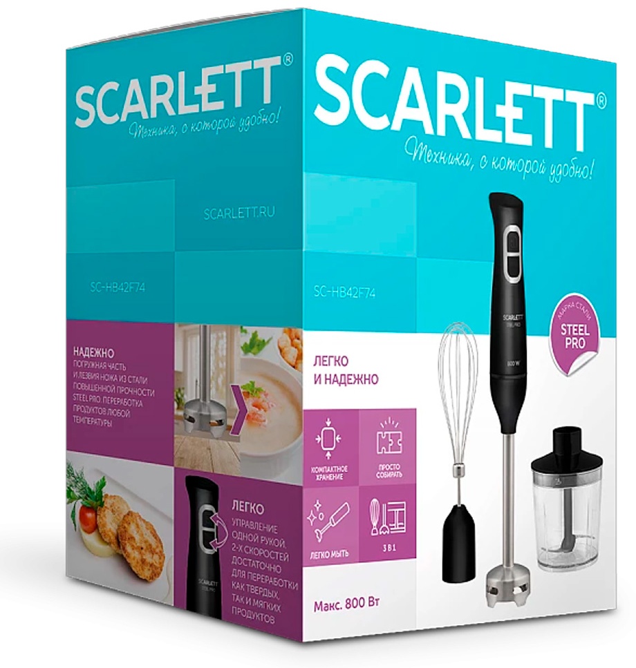 Блендер погружной Scarlett SC-HB42F74, черный