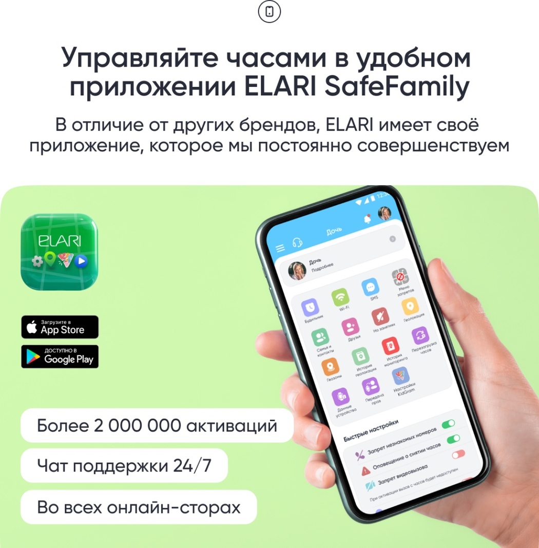 Смарт-часы Elari KidGram Watch 48 мм синий