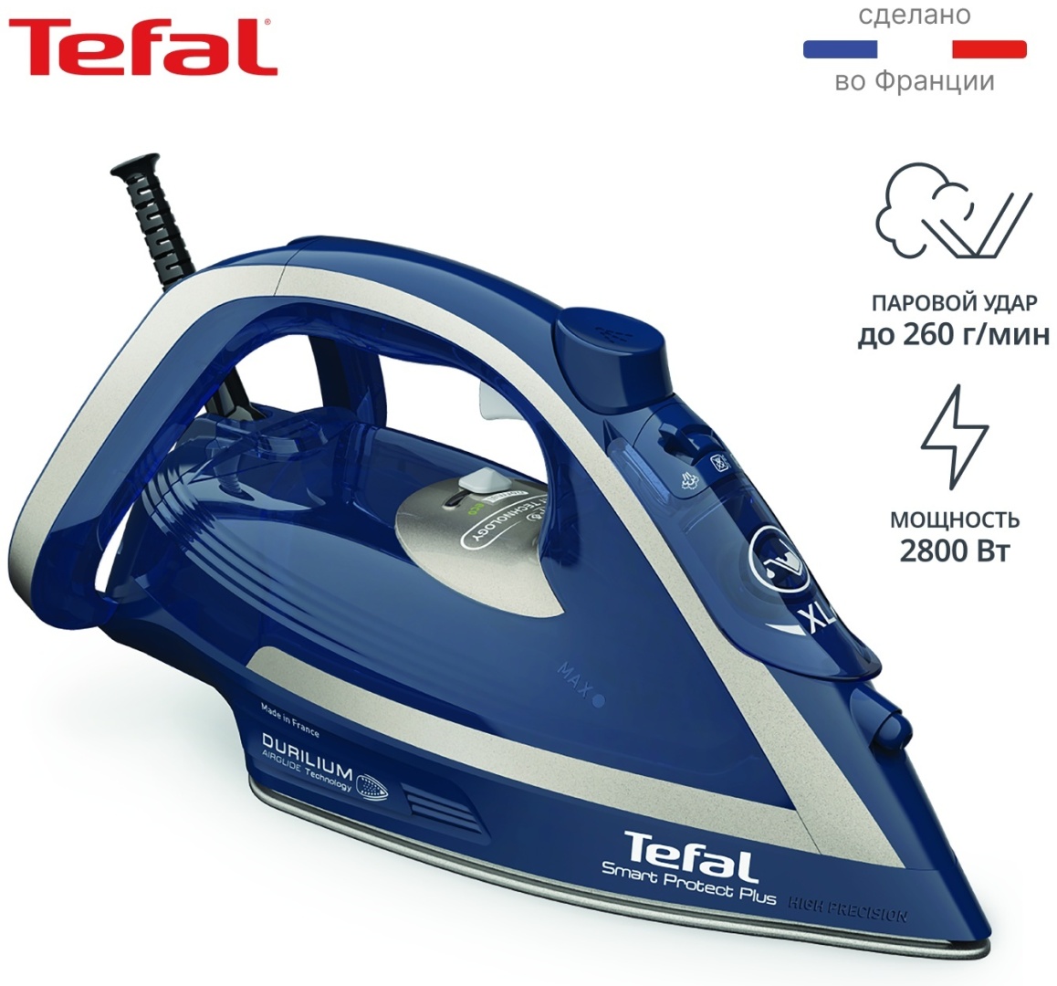 Утюг Tefal Smart Protect Plus FV6872E0, синий