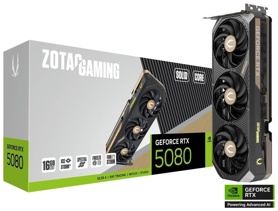 Видеокарта ZOTAC GAMING RTX 5080 Solid Core, ZT-B50800D2-10P 16 Гб