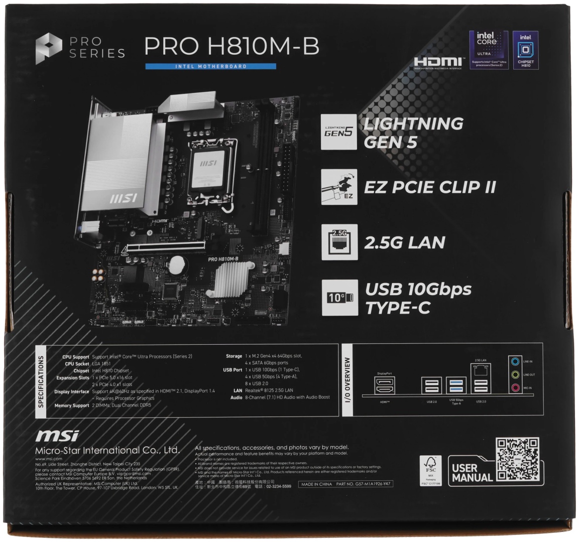 Материнская плата MSI PRO H810M-B