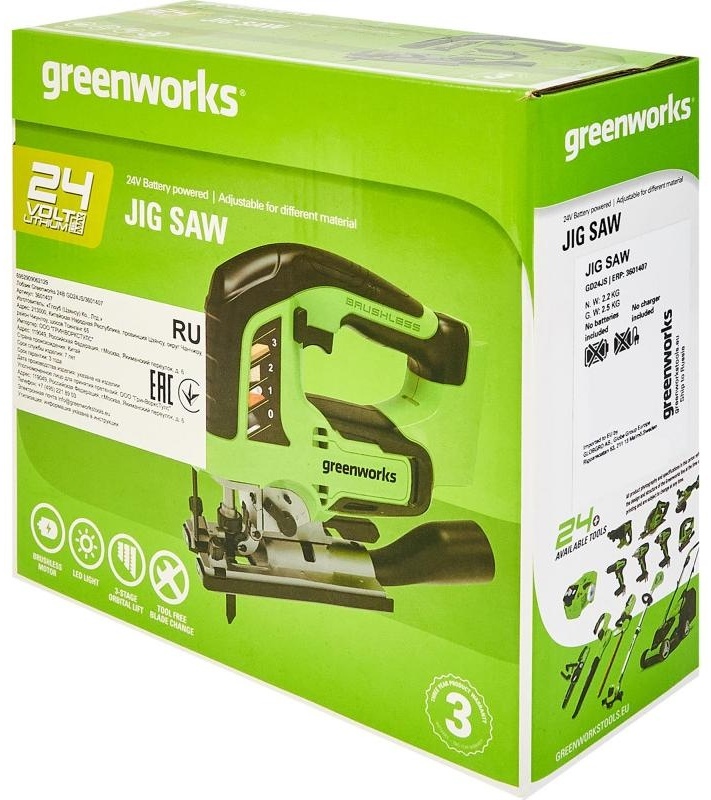 Электролобзик Greenworks GD24JS 3601407