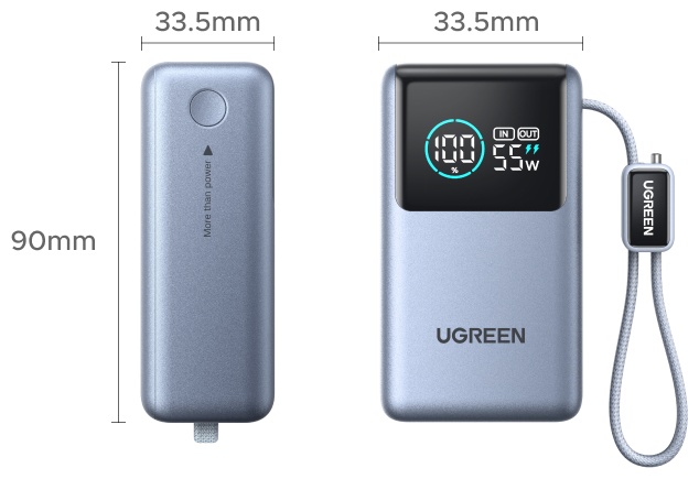 Внешний аккумулятор Ugreen PB727 (75701B) 10000 мАч 55 Вт голубой