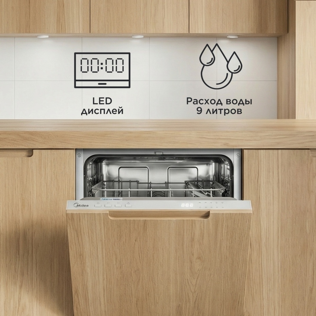 Посудомоечная машина Midea MID45S050-C серый, белый