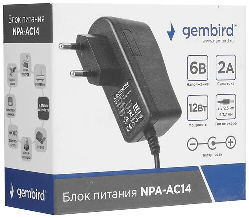 Зарядное устройство Gembird Gembird NPA-AC14 DC 12 Вт черный