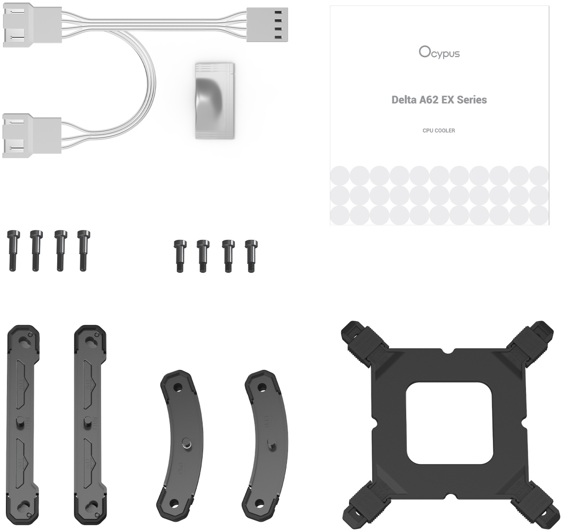 Кулер для процессора Ocypus Delta A62 EX WH Digital Delta-A62-WH2NNWD00E-GL, белый