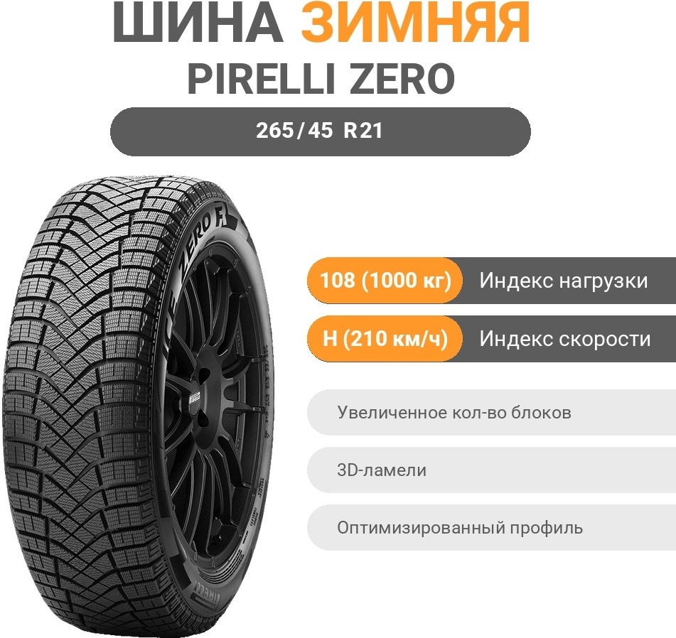 Pirelli ICE ZERO FRICTION 265/45 R21 108 H без шипов