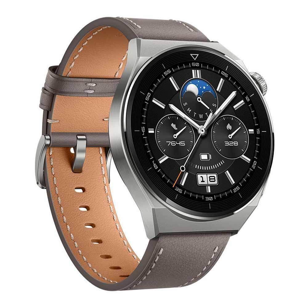 Смарт часы Huawei Watch GT 3 Pro Light Titanium Case Gray Leather Strap, 46 мм